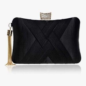 Elegant Black Clutch with Gold Tassel